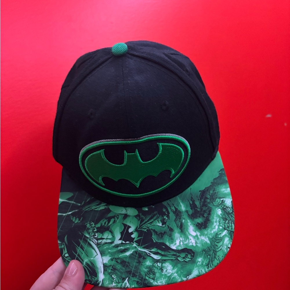 Kids Black and Green Superhero Cap